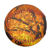 Herbstblätter aus Gelb- und Orangenbäumen, Foto Baseball (Vorderseite Links)