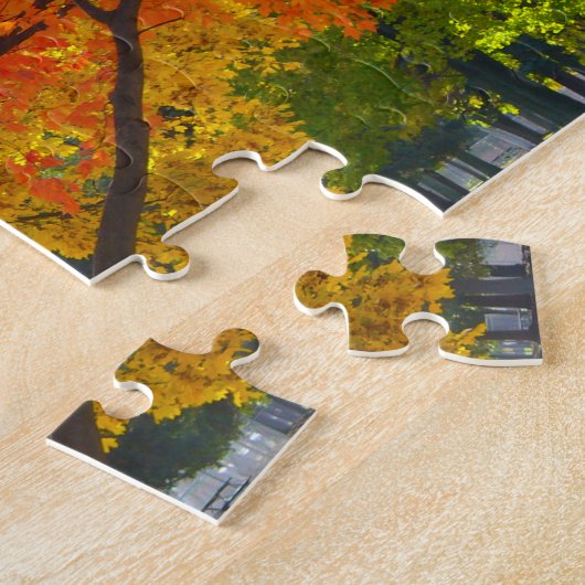 Herbstblätter aus Gelb- und Orangenbäumen, Foto Puzzle (Seite)