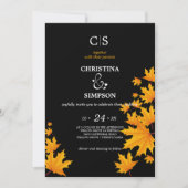 Herbstblätter aus Gelb und Schwarz Einladung (Vorderseite)