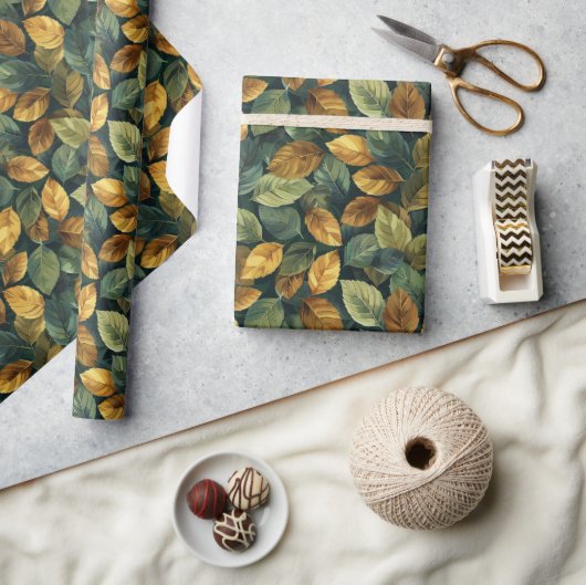 Herbstblätter aus Kupfer, gelb, grün Geschenkpapier (Kunsthandwerk)