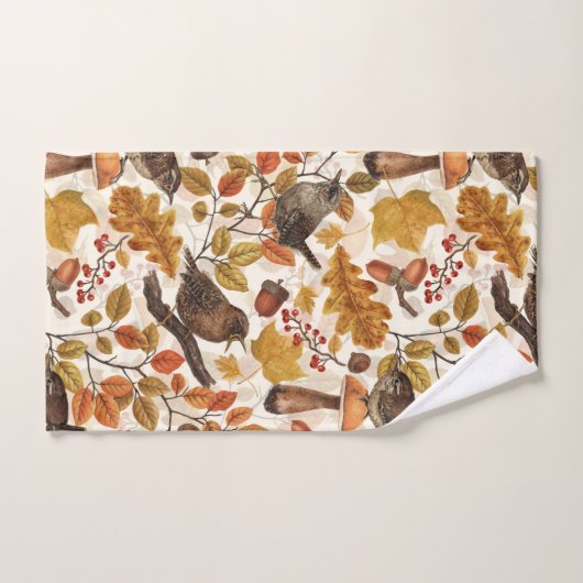 Herbstblätter, Beeren, Pilze und Früchte Badhandtuch Set (Handtuch)