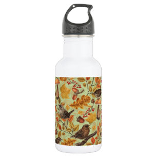 Herbstblätter, Beeren, Pilze und Früchte Edelstahlflasche