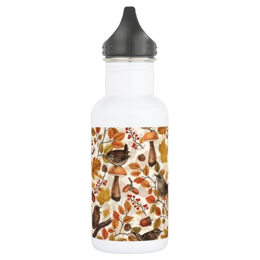 Herbstblätter, Beeren, Pilze und Früchte Edelstahlflasche (Links)