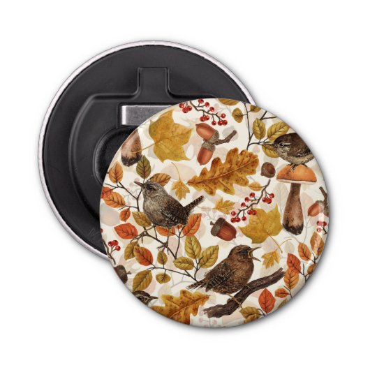 Herbstblätter, Beeren, Pilze und Früchte Flaschenöffner (Vorderseite)