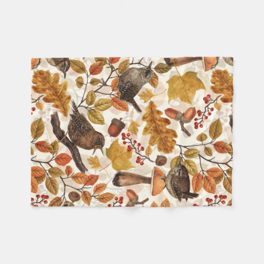 Herbstblätter, Beeren, Pilze und Früchte Fleecedecke (Vorderseite (Horizontal))
