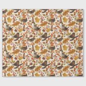 Herbstblätter, Beeren, Pilze und Früchte Geschenkpapier (Flach)