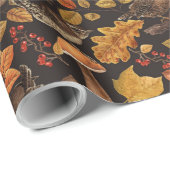Herbstblätter, Beeren, Pilze und Früchte Geschenkpapier (Rolleneckpunkt)