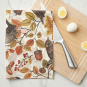 Herbstblätter, Beeren, Pilze und Früchte Geschirrtuch (Viertel Falte)