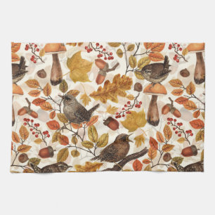 Herbstblätter, Beeren, Pilze und Früchte Geschirrtuch