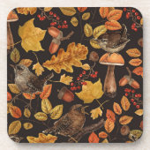 Herbstblätter, Beeren, Pilze und Früchte Getränkeuntersetzer (Vorderseite)