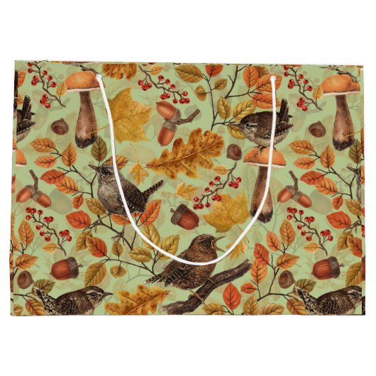 Herbstblätter, Beeren, Pilze und Früchte Große Geschenktüte (Rückseite)