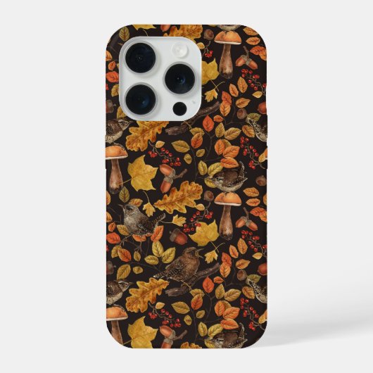 Herbstblätter, Beeren, Pilze und Früchte iPhone Hülle (Rückseite)