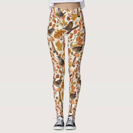 Herbstblätter, Beeren, Pilze und Früchte Leggings (Vorderseite)