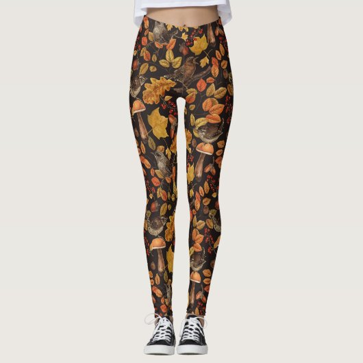 Herbstblätter, Beeren, Pilze und Früchte Leggings (Vorderseite)