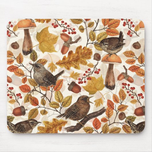 Herbstblätter, Beeren, Pilze und Früchte Mousepad (Vorne)