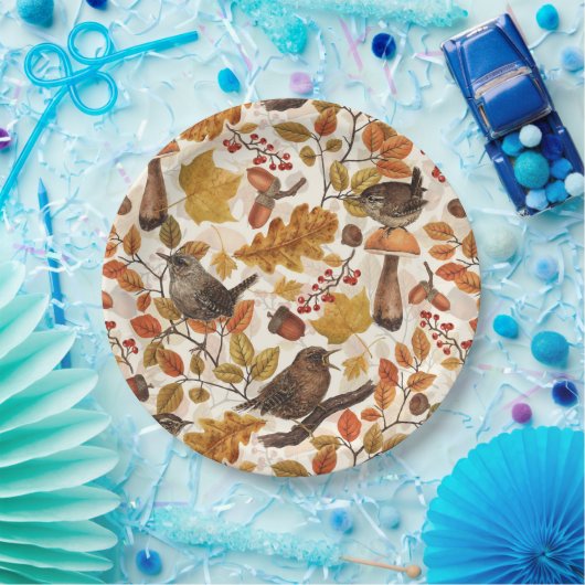 Herbstblätter, Beeren, Pilze und Früchte Pappteller (Party)