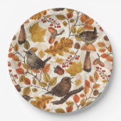 Herbstblätter, Beeren, Pilze und Früchte Pappteller (Vorderseite)