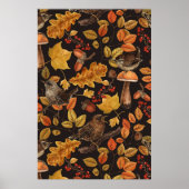 Herbstblätter, Beeren, Pilze und Früchte Poster (Vorne)