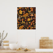 Herbstblätter, Beeren, Pilze und Früchte Poster (Küche)