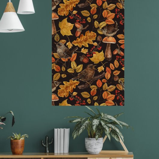 Herbstblätter, Beeren, Pilze und Früchte Poster (Wohnzimmer 1)