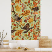 Herbstblätter, Beeren, Pilze und Früchte Poster (Küche)