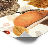 Herbstblätter, Beeren, Pilze und Früchte Poster (Ecke)