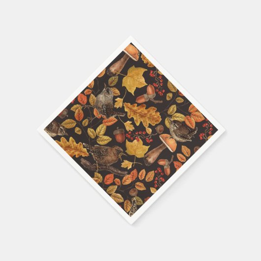 Herbstblätter, Beeren, Pilze und Früchte Serviette (Ecke)