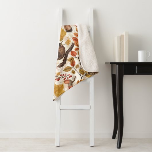 Herbstblätter, Beeren, Pilze und Früchte Sherpadecke (Beispiel)