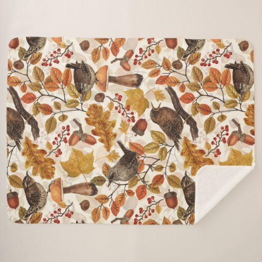 Herbstblätter, Beeren, Pilze und Früchte Sherpadecke (Vorderseite (Horizontal))