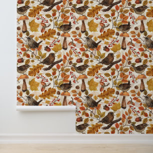 Herbstblätter, Beeren, Pilze und Früchte Tapete