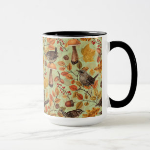 Herbstblätter, Beeren, Pilze und Früchte Tasse