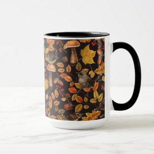 Herbstblätter, Beeren, Pilze und Früchte Tasse