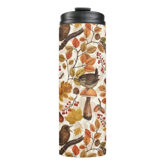 Herbstblätter, Beeren, Pilze und Früchte Thermosbecher (Vorderseite)