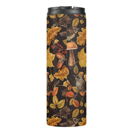 Herbstblätter, Beeren, Pilze und Früchte Thermosbecher (Rückseite)