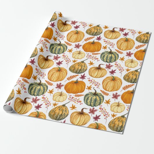 Herbstblätter, Beeren und Kürbisse Geschenkpapier (Ungerollt)