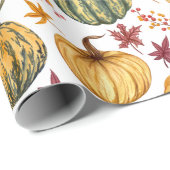 Herbstblätter, Beeren und Kürbisse Geschenkpapier (Rolleneckpunkt)