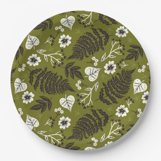 Herbstblätter, Berries & Acorns-Teller Pappteller (Vorderseite)