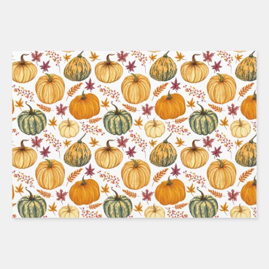 Herbstblätter, Berries und Pumpkins Geschenkpapier Set (Vorderseite 2)