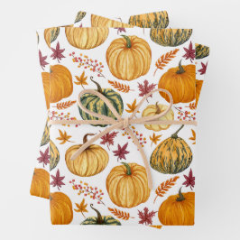 Herbstblätter, Berries und Pumpkins Geschenkpapier Set
