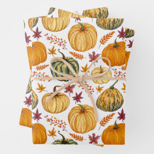 Herbstblätter, Berries und Pumpkins Geschenkpapier Set