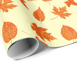 Herbstblätter - blassgelb und orange geschenkpapier