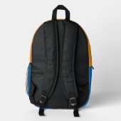 Herbstblätter blau-orange bedruckter rucksack (Rückseite)