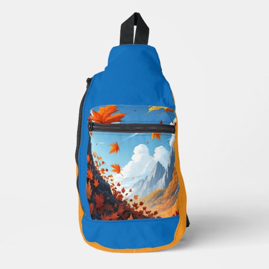 Herbstblätter blau-orange crossbody bag (Vorderseite)