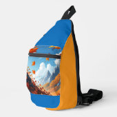 Herbstblätter blau-orange crossbody bag (Rechte Ecke)