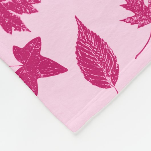 Herbstblätter - Bordeaux und Muschel rosa Fleecedecke (Ecke)