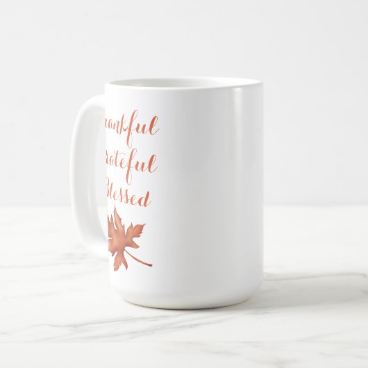 Herbstblätter dankbar, gesegnet kaffeetasse (Vorderseite Links)