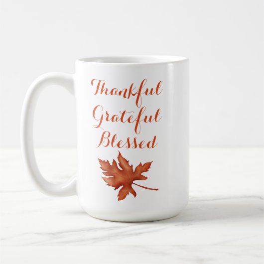 Herbstblätter dankbar, gesegnet kaffeetasse (Links)