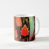 Herbstblätter: dunkles, nahtloses Muster. Kaffeetasse (VorderseiteRechts)