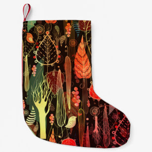 Herbstblätter: dunkles, nahtloses Muster. Kleiner Weihnachtsstrumpf