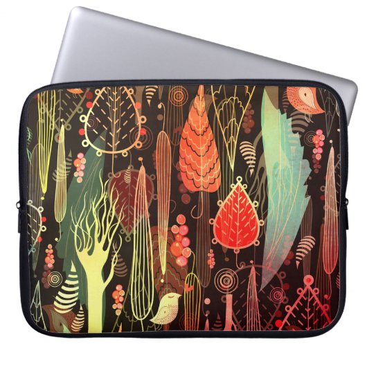 Herbstblätter: dunkles, nahtloses Muster. Laptopschutzhülle (Vorderseite)